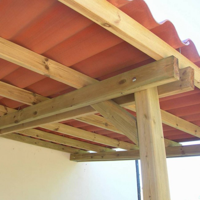 Onlywood Pergola addossata STANDARD 400 x 400 cm in Legno Trattato -  Portata 90 Kg - ANCHE SU MISURA - Onlywood