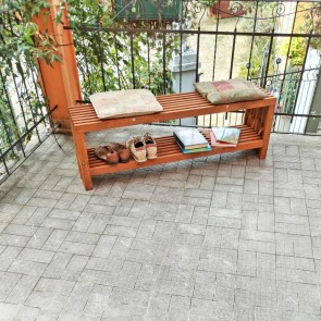 Onlywood Panca da giardino in Legno di Pino Oliato Noce 118 x 33 x 45 cm - Con Ripiano